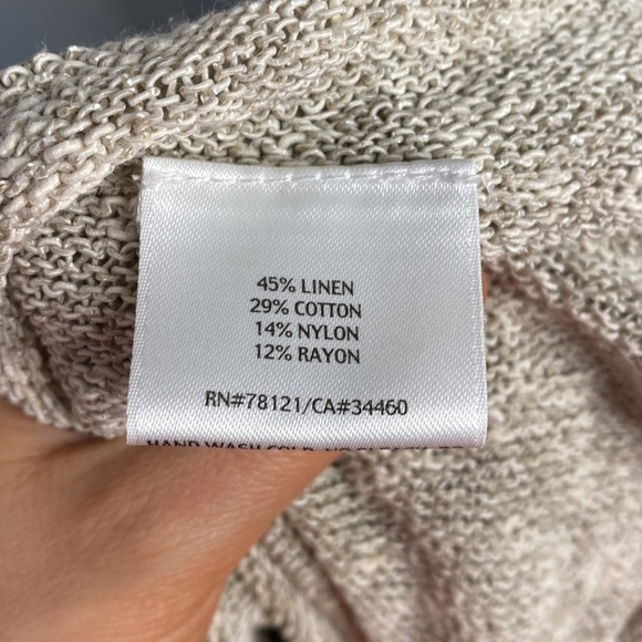 Eileen Fisher Petite Linen Green Quarter Sleeve Blouse Cardigan - Picture 7 of 7